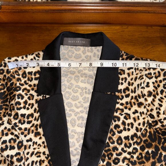 Suzy Shier leopard print double breasted tailored sweater cardigan blazer - Picture 8 of 10